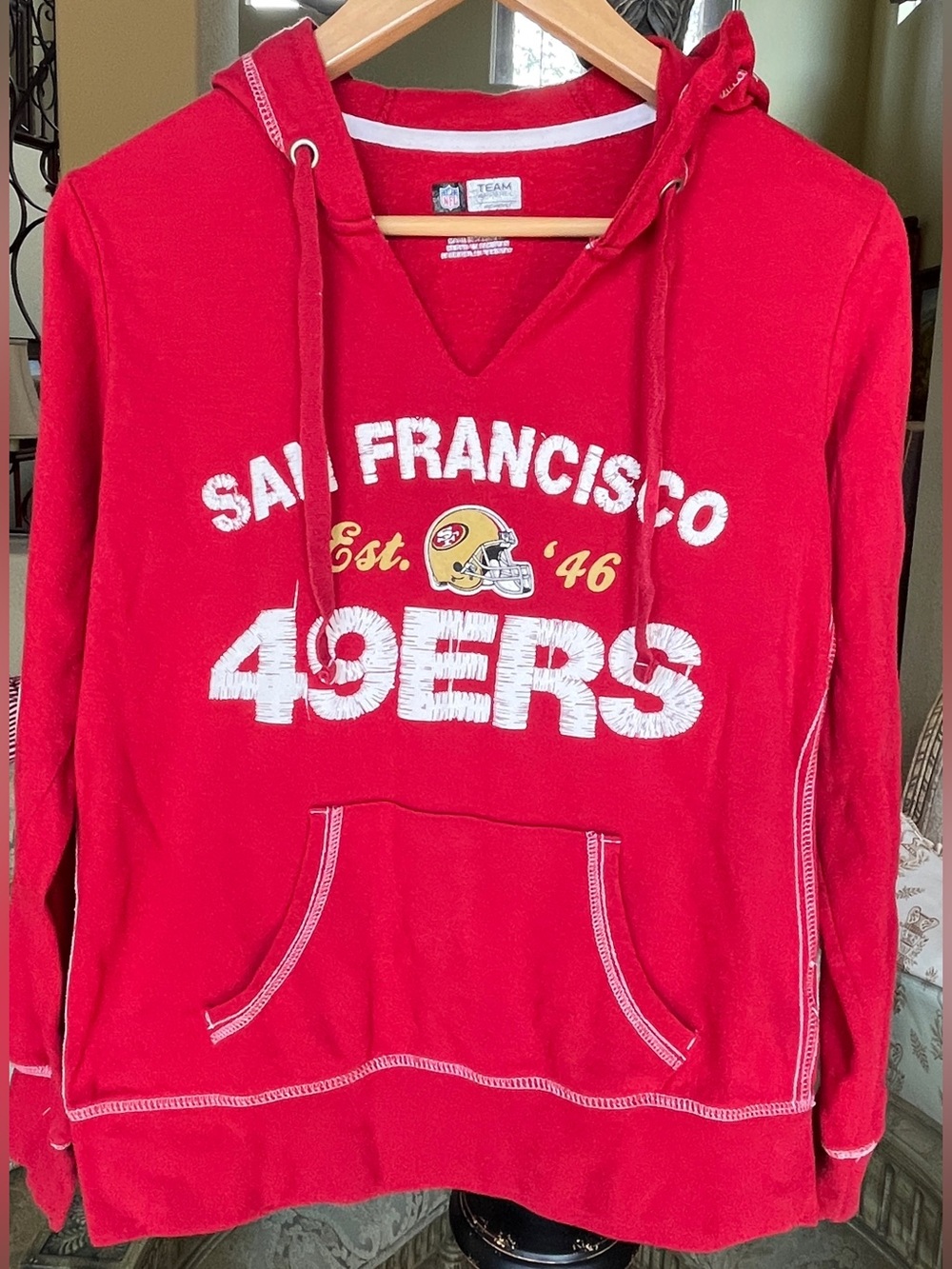 NFL San Francisco 49ers red white Women's  Team Apparel Pullover Sz M